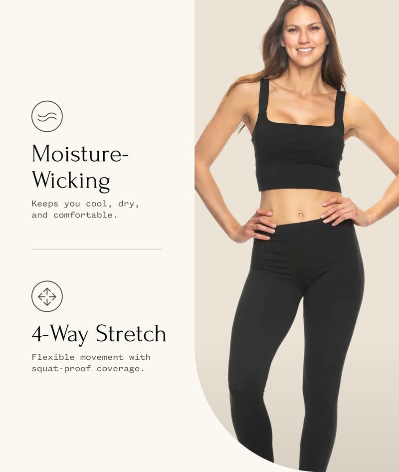 Felina Sueded Athleisure Performance Legging (2-Pack) Womens Leggings w/Slimming Waist Band Style: C3690RT Black - Image 3